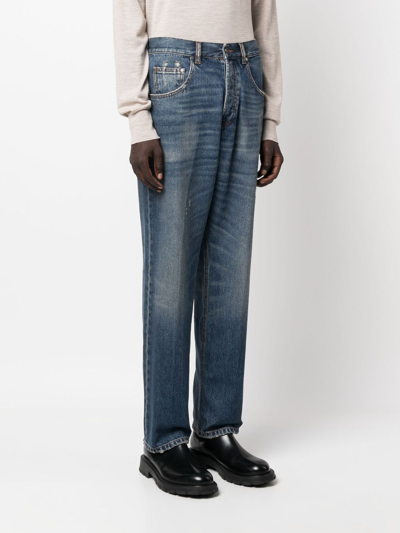 Shop Lardini Distressed Straigh-leg Jeans In Blue