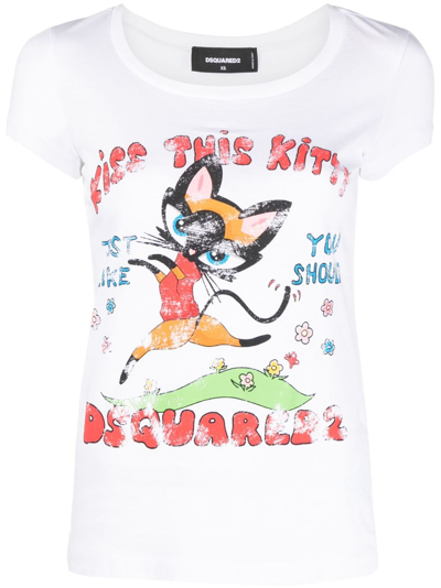 Shop Dsquared2 Illustration-print Short-sleeve T-shirt In White