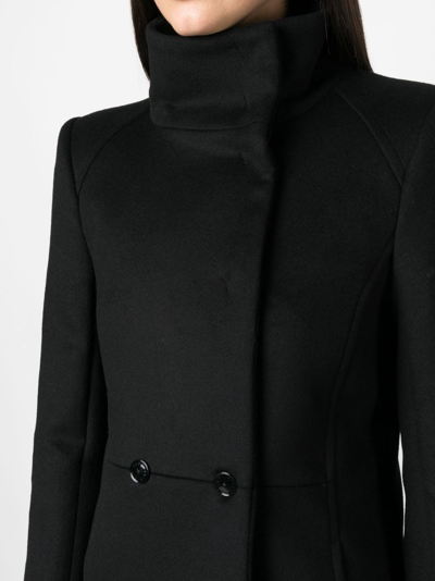 Shop Patrizia Pepe Double-breasted Wool-blend Coat In Black