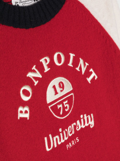 Shop Bonpoint Logo-embroidered Wool Sweatshirt In Red