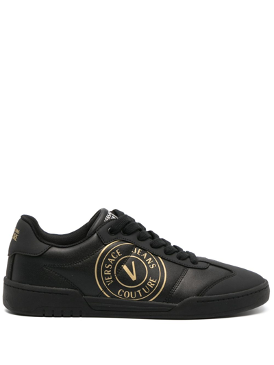 Shop Versace Jeans Couture Brooklyn V-emblem Sneakers In Black