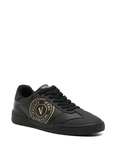 Shop Versace Jeans Couture Brooklyn V-emblem Sneakers In Black
