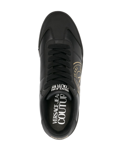 Shop Versace Jeans Couture Brooklyn V-emblem Sneakers In Black