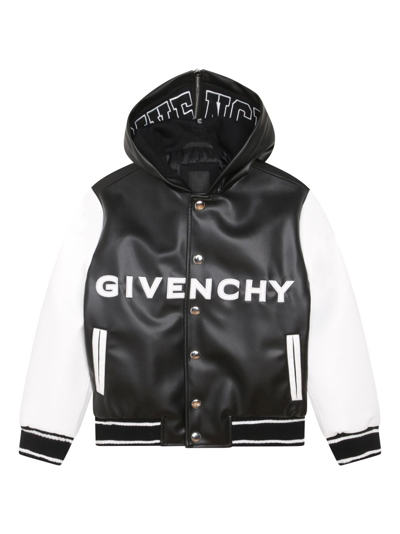 Givenchy Logo-patch Hooded Bomber Jacket In Black