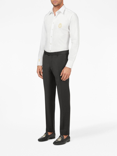 Shop Billionaire Crest-motif Poplin Shirt In White