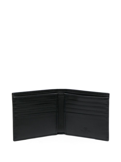 Shop Valentino Rockstud Bi-fold Leather Wallet In Black
