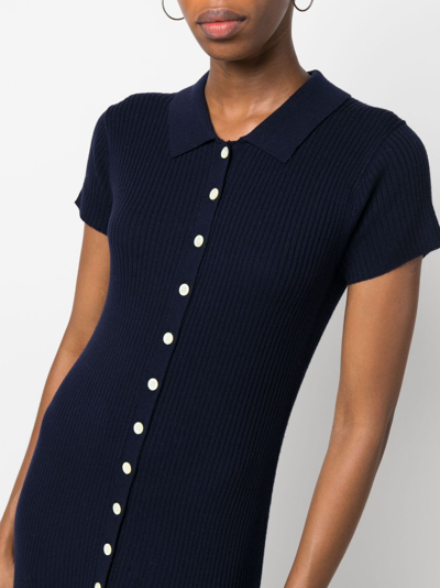 Shop Polo Ralph Lauren Ribbed-knit Midi Dress In Blue