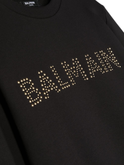 Balmain Logo-embellished Cotton Sweatshirt In Black