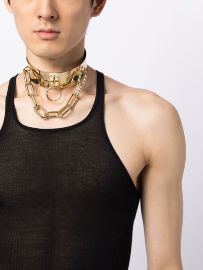 Shop Natasha Zinko Chain-detail Silver Choker Necklace In Gold