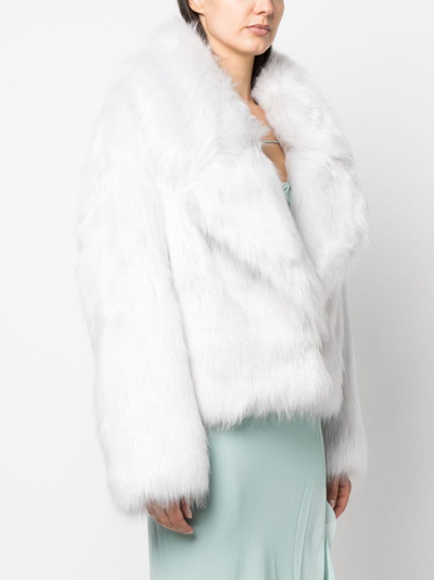 Shop Patrizia Pepe Oversized Fur-design Jacket In White
