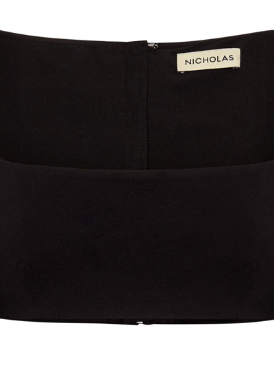 Shop Nicholas Garima Cropped Long-sleeve Top In Black