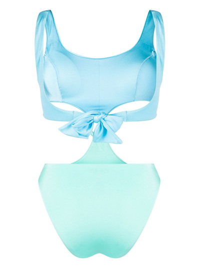 Noire Swimwear Cut-out Detailing Colour-block Swimsuit In Blue
