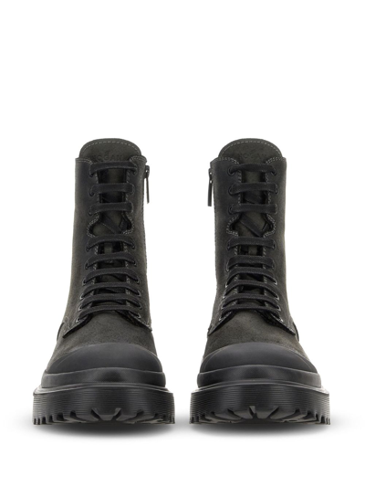 Shop Hogan H619 Anfibio Leather Boots In Black