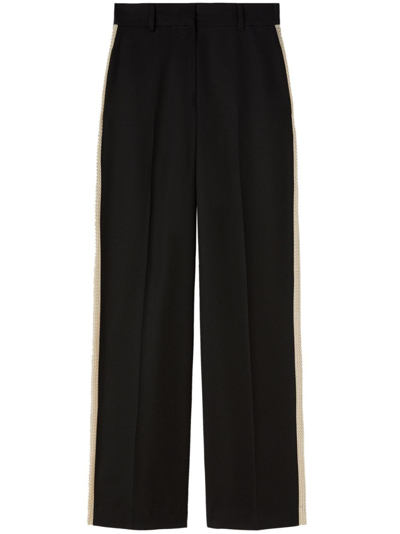 Shop Palm Angels Knit-tape Straight Trousers In Black