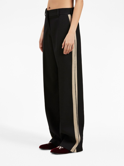 Shop Palm Angels Knit-tape Straight Trousers In Black