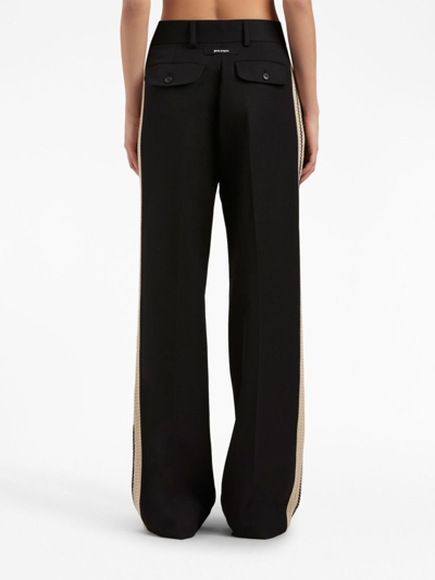 Shop Palm Angels Knit-tape Straight Trousers In Black