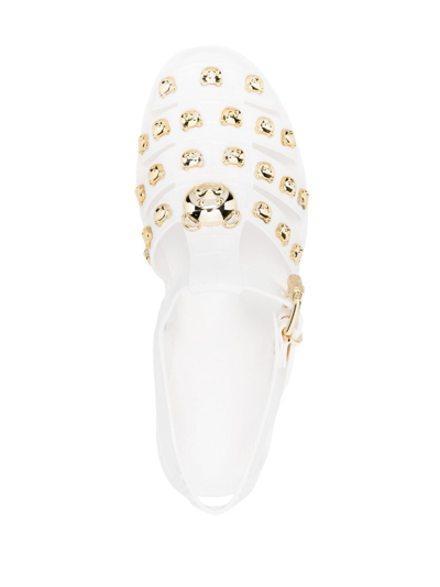 Shop Moschino Teddy Bear-embellished Caged Sandals In White