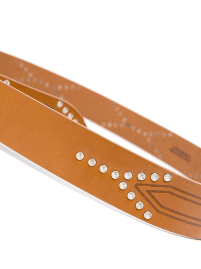Shop Isabel Marant Telly Stud-embellished Leather Belt In Neutrals