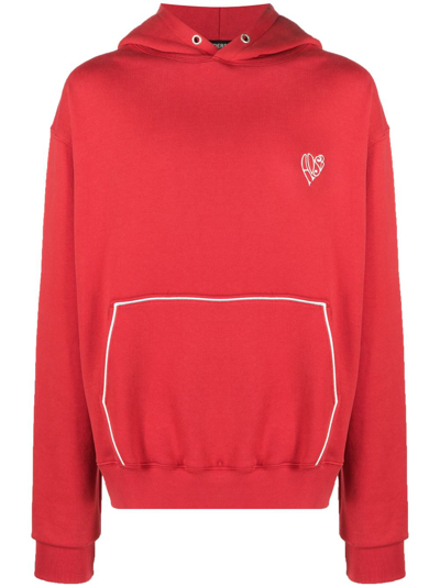 Shop Andersson Bell Logo-plaque Cotton Hoodie In Red