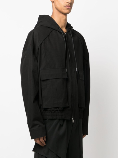 Juunj Drawstring Hooded Jacket In Black