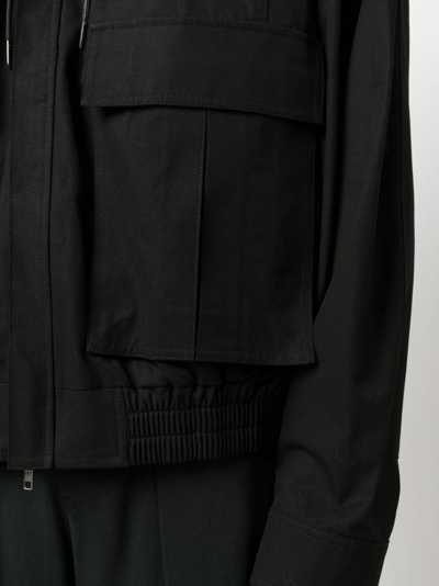 Juunj Drawstring Hooded Jacket In Black