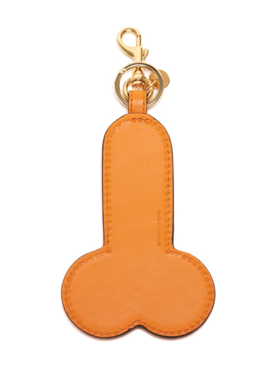 Shop Jw Anderson Logo-embossed Leather Keyring In Neutrals