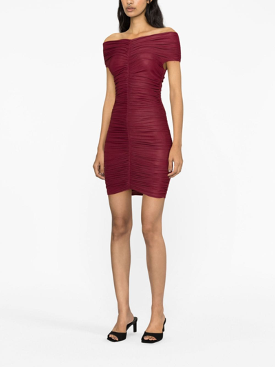 Shop The Andamane Nicola Off-shoulder Draped Minidress In Red