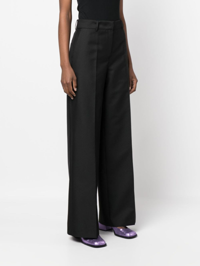 Shop Msgm High-waisted Wide-leg Trousers In Black