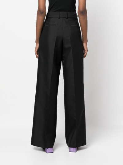 Shop Msgm High-waisted Wide-leg Trousers In Black