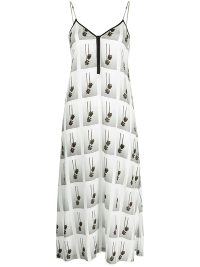 Shop Palm Angels Palm-tree Midi Dress In White