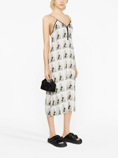 Palm Angels Viscose Mini Dress With Statement Print In White