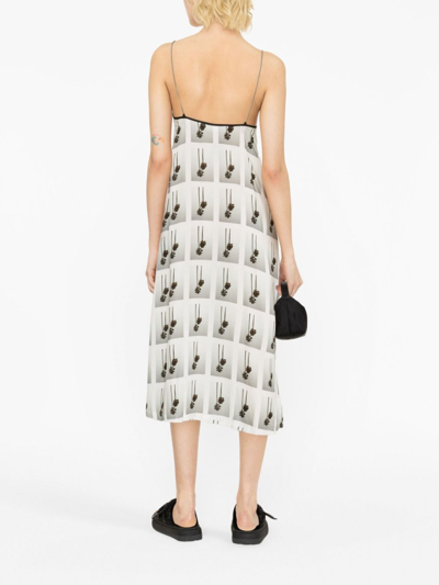 Palm Angels Viscose Mini Dress With Statement Print In White
