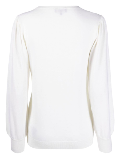 Shop Fay Balloon-sleeved Virgin-wool Jumper In Neutrals