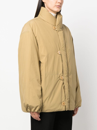 Lemaire Blouson-sleeve Cotton-blend Quilted Jacket In Green