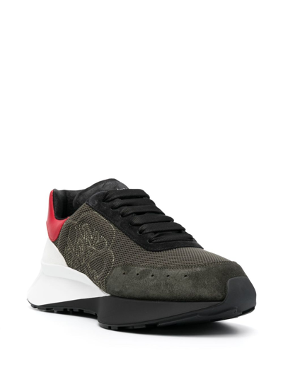 Shop Alexander Mcqueen Logo-embroidered Lace-up Sneakers In Green