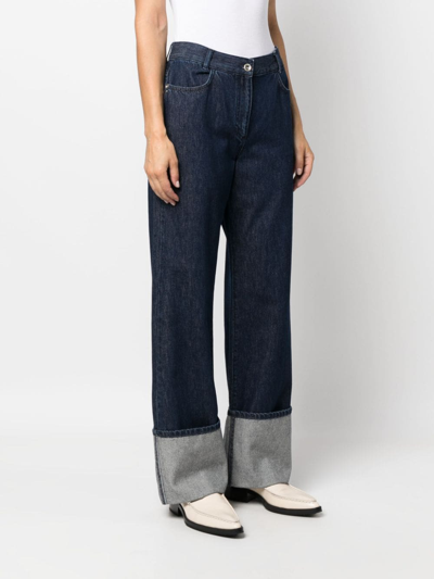 Shop Patrizia Pepe Turn-up High-waisted Jeans In Blue