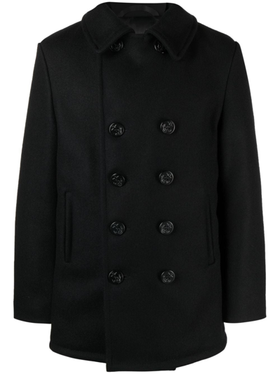MIUSA WOOL-BLEND ENGRAVED-BUTTONS PEACOAT