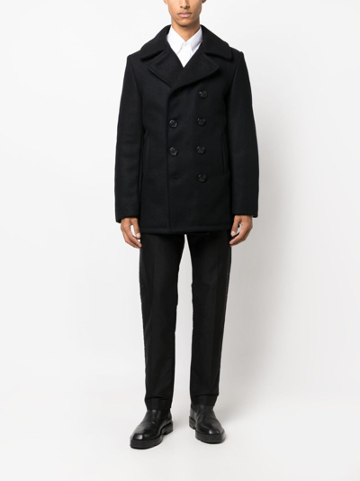 MIUSA WOOL-BLEND ENGRAVED-BUTTONS PEACOAT