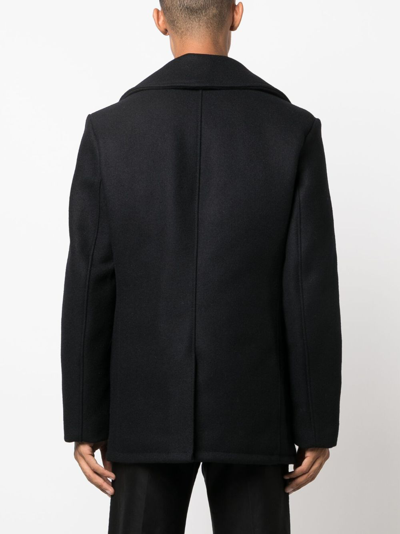 MIUSA WOOL-BLEND ENGRAVED-BUTTONS PEACOAT