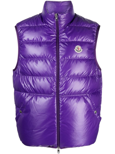 Shop Moncler Aube Zipped Padded Gilet In Purple