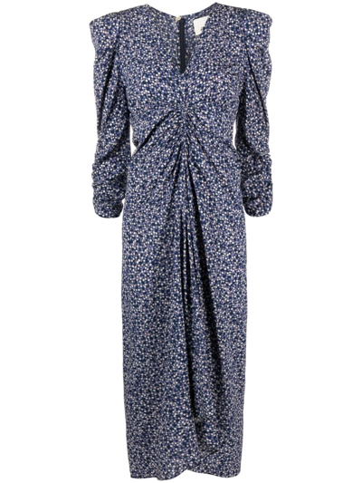 Shop Isabel Marant Albini Floral-print Silk Dress In Blue