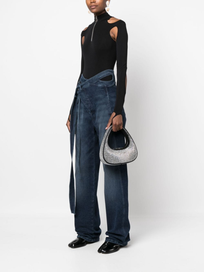 Coperni Mini Swipe Rhinestone-embellished Tote Bag In Black
