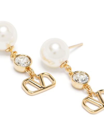 Shop Valentino Vlogo Signature Drop Earrings In Gold