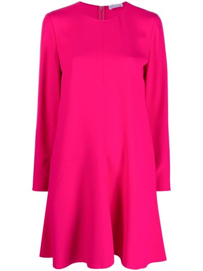 Shop Red Valentino Long-sleeved Flared Minidress In Pink
