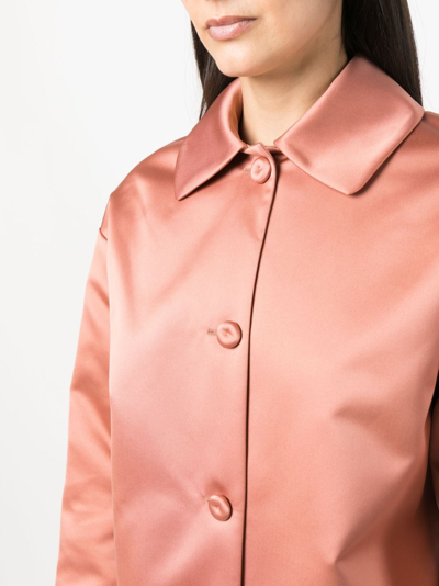 Shop Rochas Single-breasted Satin Coat In Pink