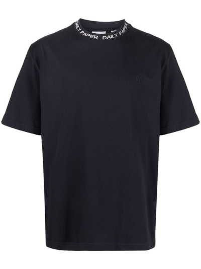 Shop Daily Paper Jacquard-logo Cotton T-shirt In Blue