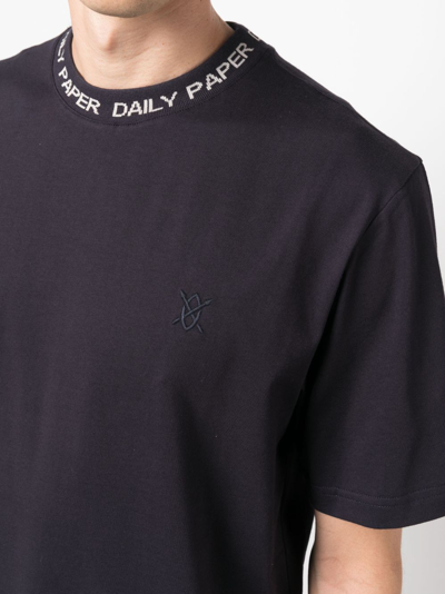 Shop Daily Paper Jacquard-logo Cotton T-shirt In Blue