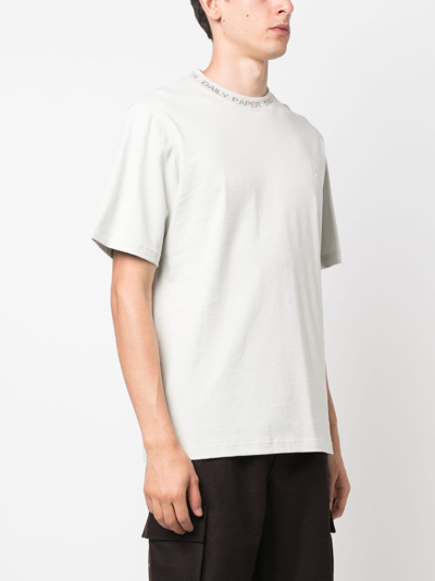Shop Daily Paper Intarsia-logo Cotton T-shirt In Grey
