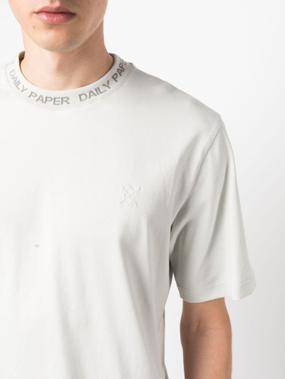 Shop Daily Paper Intarsia-logo Cotton T-shirt In Grey