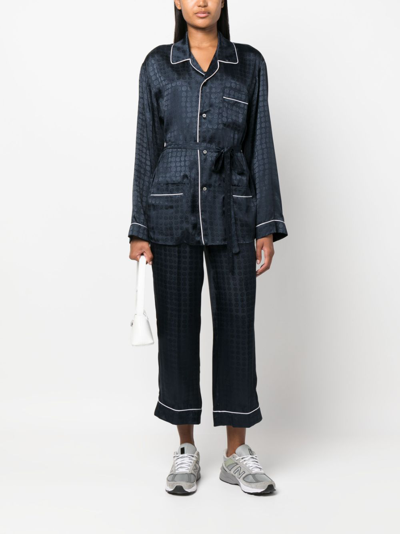 10 Corso Como Circle-motif Belted-waist Shirt In Blue